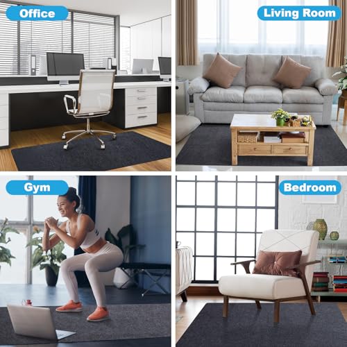 55"x35" Anti-Slip Computer Chair Mat for Hardwood Floors Dark Grey | Large Computer Gaming Chair Mat. for Office Home Gym. for Wood and Tile Floor. Easy Clean. Floor Protection Office Rug.
