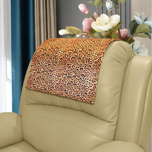 Recliner Headrest Covers Protector,Non Slip Soft Velvet Recliner Sofa Headrest Covers for Recliner Chair,Recliner Couch Headrest Protector for Armchair,Sofa,Theater Seat (Leopard-Printed) - color: Velvet-leopard-print
