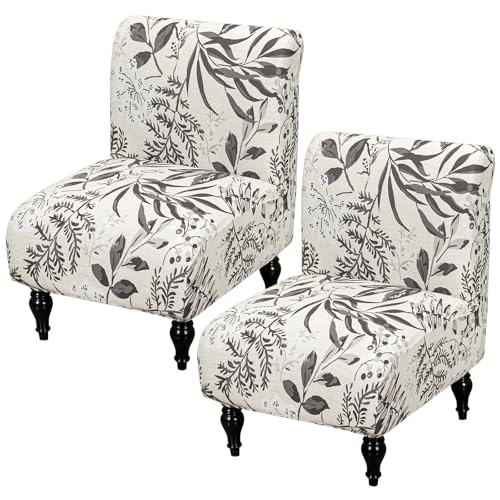 FUANGUI Armless Accent Chair Cover Slipcover, Stretch Spandex Chair Covers for Living Room Removable Washable for Armless Chair Furniture Protector - color: A3, size: 2pcs