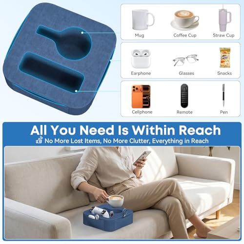 Couch Cup Holder Pillow, Couch Caddy for Drink, Snack, Phone, Remote, Game Controller, Removable and Washable Cup Cozy Pillow, Small Sofa Cup Holder Tray for Bed, Car, Desk, Sofa, Blue - color: Blue, size: XS-9.3"×9.3"×2.8"