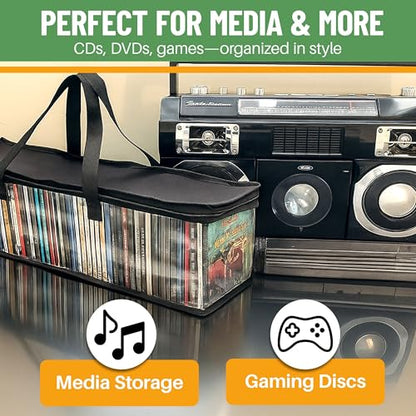 Evelots CD Storage Bags (8 Pack) Clear PVC Plastic Media Carrying Case with Zipper - Holds 400 CDs Total - Strong Handles - Protects CDs, Video Games, Music from Dirt & Moisture - size: 8-Pack (Holds 400), style: CD Storage Bag