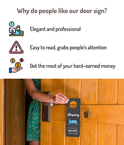 Sleeping Sign for Door, 2 Pack (Printed on Both Sides), 9.3″x3.5″ PVC Plastic, Naps, Napping, Do not Ring Bell, Baby Sleeping, Do Not Disturb - color: Version C
