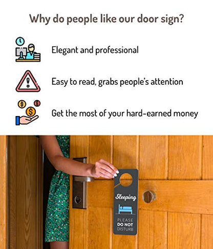 Sleeping Sign for Door, 2 Pack (Printed on Both Sides), 9.3″x3.5″ PVC Plastic, Naps, Napping, Do not Ring Bell, Baby Sleeping, Do Not Disturb - color: Version C