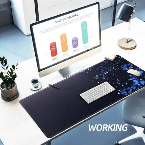 Large Gaming Mouse Pad-70x30 Blueflower | Non-Slip Rubber Base 27.5x11.8IN Computer Desk Mat for PC,Mac,Laptop-Stitched Edges and Smooth Surface for Office,Home,Work - color: 70x30 Blueflower