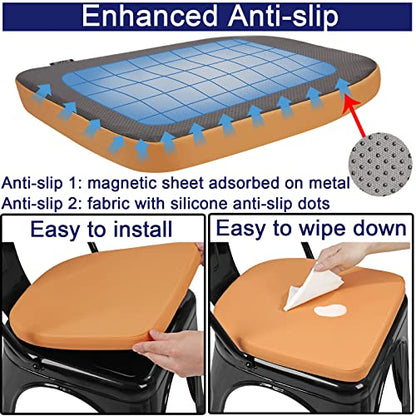 BUYUE 14" Metal Chair Cushion with Magnetic 1 Piece, Luxury PU Leather Waterproof Anti-Slip Seat Pad for Kitchen Cafe Dining Bistro Stackable Chairs (U-Shape, Orange, 1) - color: Orange, style: U-shape-1 Pcs