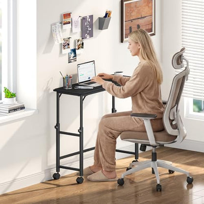 Snughome Mobile Keyboard Tray with Mouse Pad, Height Adjustment 21.6"-31.1", Keyboard Standing Desk, Rolling Under-Desk Extender with Lockable Casters, Desk Accessories for Home Office, Black - color: Black