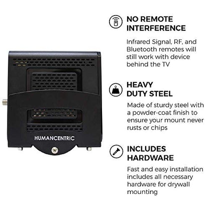 HumanCentric Cable Box and Modem Mount, Adjustable Wall Mount for Small and Wide Devices, Cable Boxes, Modems, DVD Players, Streaming Media Devices, Mount on The Wall Behind TV, Hardware Included - size: Small and Wide