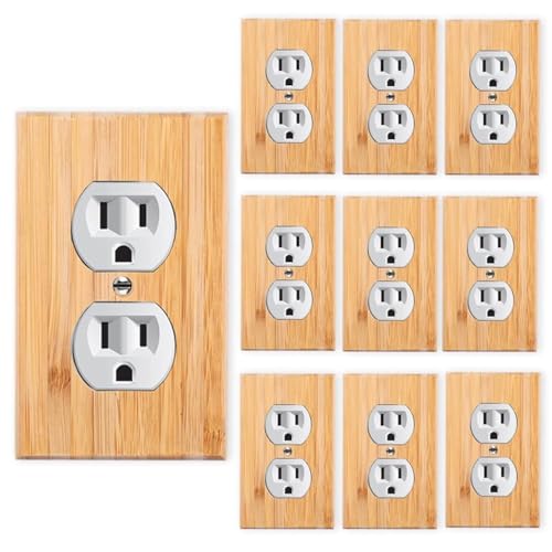 10PC Solid Wood Double hole Outlet Light Switch Plate 4.5" X 2.76" Bamboo Light Switch Cover Quality Raw Wooden Decorative Bedroom Kitchen Home Decor Double hole Outlet - color: 9-10PC-Double hole Outle