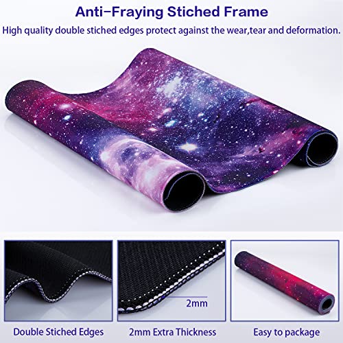 Canjoy Gaming Mouse Pad, Large Extended Mouse Pad Big Computer Mousepad for Home Office Gaming Work 31.5x15.7inch - color: Purple-Galaxy