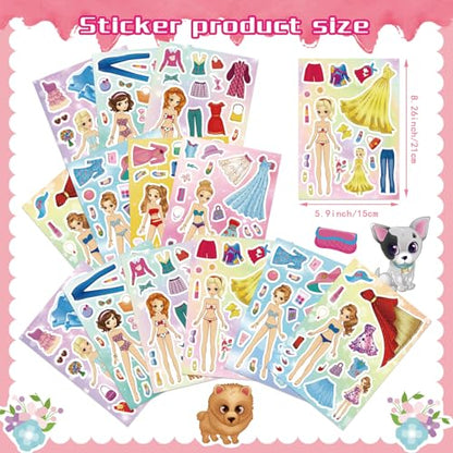 Stickers for Kids, 24 Sheets Dress Up Stickers for Girls, Make Your Own Fairy Princess Sticker, Birthday Party Favor, Classroom Rewards, Art Craft - style: Dress Up