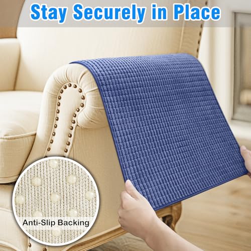 Couch Arm Covers, Sofa Arm Covers, Waterproof Armrest Cover for Sofa, Armchair, Loveseat, Headrest Cover, Non-Slip Recliner Arm Cover, Arm Chair Covers Set of 2 (Navy Blue, 23"×19") - color: Navy Blue, size: 23" x 19" - 2 pcs
