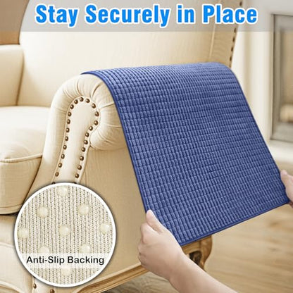 Couch Arm Covers, Sofa Arm Covers, Waterproof Armrest Cover for Sofa, Armchair, Loveseat, Headrest Cover, Non-Slip Recliner Arm Cover, Arm Chair Covers Set of 2 (Navy Blue, 23"×19") - color: Navy Blue, size: 23" x 19" - 2 pcs