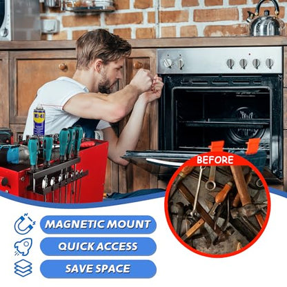 ULIBERMAGNET Magnetic Wrench Holder,Heavy Duty Magnetic Tool Holder,Wrench Screwdriver Shear Organizer Rack Magnetic Mount Tools Rack for Garage,Tool Cart,Pegboards,Workbench - style: Black Magnetic Wrench Rack