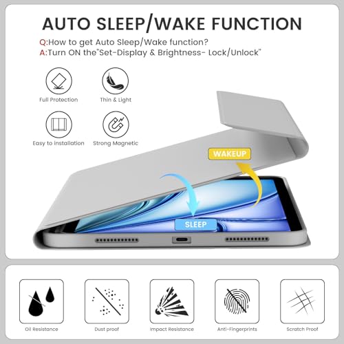 Case with Keyboard for iPad Air 11 Inch M4/M3/M2, Gray | for iPad Air 5th/4th Generation 10.9 Inch, Magnetic Detachable Bluetooth Keyboard Cover with Pencil Holder, Auto Sleep/Wake - color: Gray