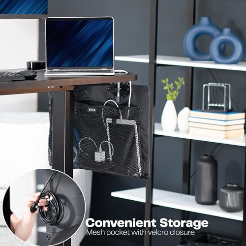 VIVO Black Clamp-on 24 inch Desk Cable Management Sleeve, DESK-SKIRT-24P | Privacy Desk Skirt, Cable Organizer, Wire Hider Kit Panel System - size: 24" Panel