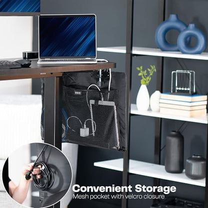 VIVO Black Clamp-on 24 inch Desk Cable Management Sleeve, DESK-SKIRT-24P | Privacy Desk Skirt, Cable Organizer, Wire Hider Kit Panel System - size: 24" Panel