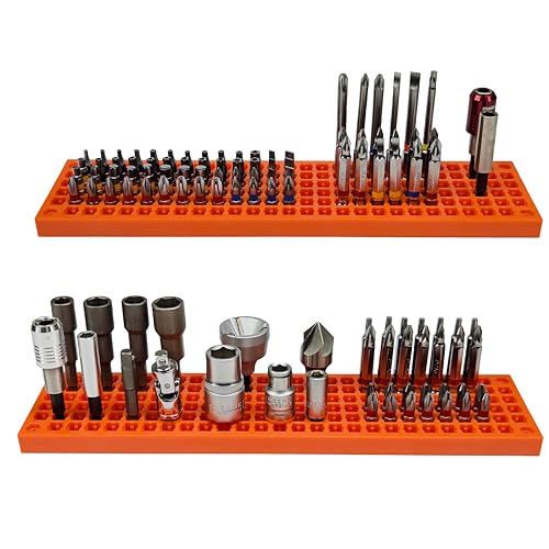 Free Zone Bit Organizer Set (Orange) – 158-Hole Bit Storage – 1/4" Hex Bits & Drive Bits Adapter Storage – Toolbox Storage (Tools Not Included) - color: Orange