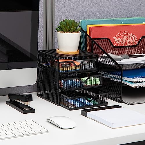 Mind Reader Desktop Accessory Storage, Desk Supplies, Organizer, Office, Metal Mesh, 6.25" L x 6.5" W x 6.5" H, Black (Pack of 4) - size: 6.25"L x 6.5"W x 6.5"H (Pack of 4)