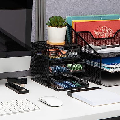 Mind Reader Desktop Accessory Storage, Desk Supplies, Organizer, Office, Metal Mesh, 6.25" L x 6.5" W x 6.5" H, Black (Pack of 4) - size: 6.25"L x 6.5"W x 6.5"H (Pack of 4)