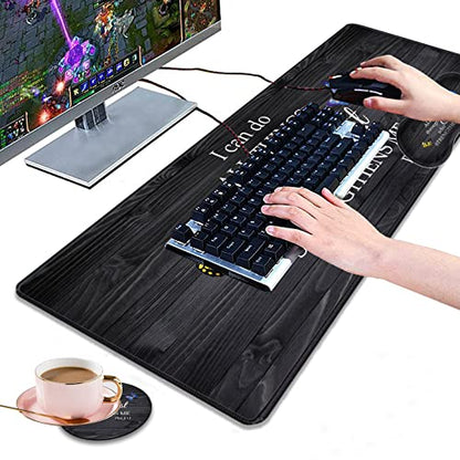 Desk Pad Gaming Mouse Pad + Wrist Rest Support Pad + Coaster, 31.5" × 11.8" Durable Non-Slip Extended Computer Mouse Pad, Suitable for Office and Home, Bible Verse Phil 4-13 - color: Bible Verse Phil 4-13