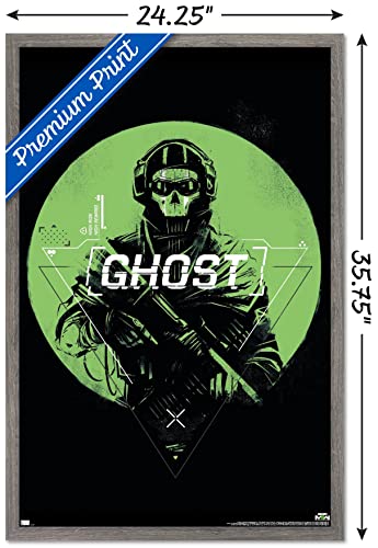 Trends International Call of Duty: Modern Warfare 2 - Ghost Emblem Wall Poster, 22.375" x 34", Barnwood Framed Version - color: Barnwood Framed Version, size: 34"L x 22.4"W