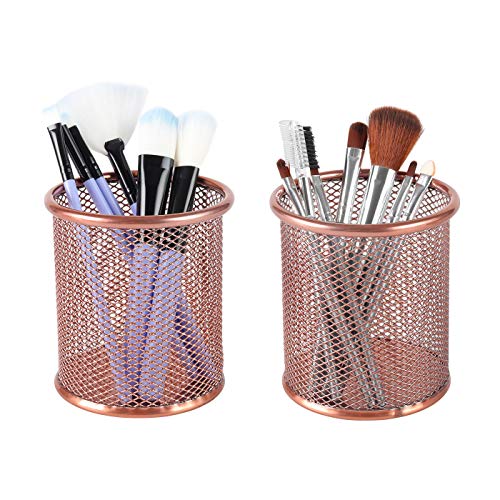 PAG Pencil Holder for Desk, 2 Pack Desktop Pen Cup, Office Supplies Rose Gold Desk Organizers and Accessories Organization, Makeup Brush Holder, Copper - color: Copper