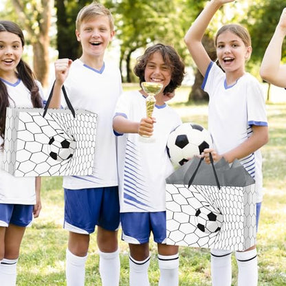 Hooqict Large Soccer Gift Bag Soccer Birthday Gift Bag with Handles, Wrapping Paper, Greeting Card for Kids Boys Teens Men Sports Themed Birthday Goodie Treat Party Favors - color: Soccer