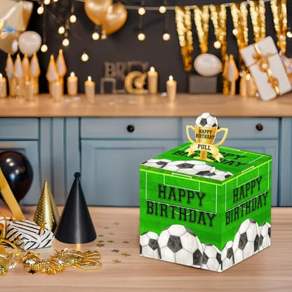 Soccer Ball Birthday Money Box for Cash Pull, Happy Birthday Boxes Gifts for Money Pull Out Card, 50Pcs Transparent Bags - color: Green
