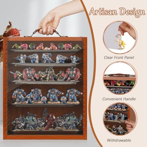Miniature Display Case Display Cases for Collectibles Miniatures Storage Case Display Shelves Shelf for Collectibles for Mini Action Figures Valuable Collectibles or Crystal Stone (Brown) - color: Brown
