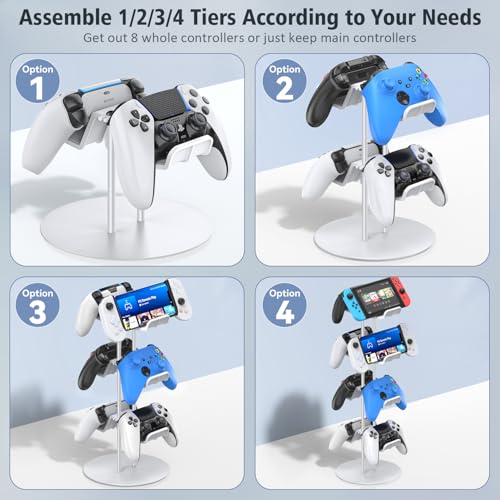 Kytok Gamer Gifts, Headset Stand 4 Tiers with Cable Organizer, Controller Stand Compatible with PS5/Xbox/Nintendo Switch/PS Portal/PS4, Headset Holder & Controller Holder - size: 4 tiers+white