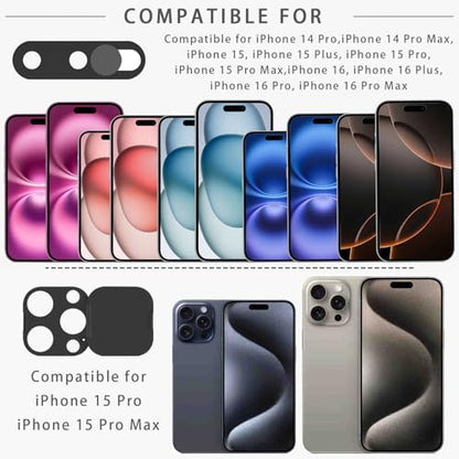 Front Camera Cover Compatible for iPhone 15 Pro/15 Pro Max with Rear Lens Cover,Protect Privacy and Security But Not Affect Facial Recognition（2Pack-2025 Updated Version - size: 15 Pro/X15 Pro Max