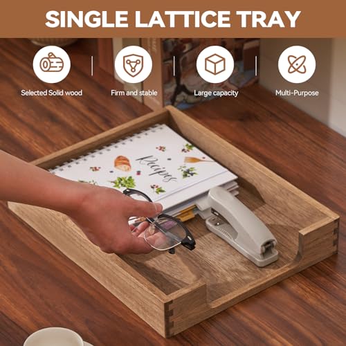 KIRIGEN Wood Letter Tray, Single-Tier Front-Load Desktop Paper Organizer, Brown Wooden Document Tray for Letter and A4 Paper, File Folder, Mail, Home Office Desk, 13.77 x 10.62 x 2.16 Inch, TP-DBR - color: Dark Brown