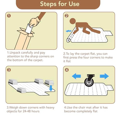 Office Chair Mat for Carpet with Lip, 51" x 63" Clear Plastic Heavy Duty Desk Floor Protector, Low Pile Carpet Saver Mat for Rolling Chairs, Smooth Glide Computer Chair Mat for Office or Home - size: 51"x63"