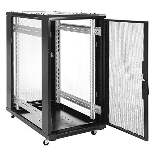 Aeons 22U Professional Network Server Rack Cabinet Enclosure 1000mm 39.5" Deep Computer Electronics Data Equipment Rack Vented Door Server-Depth Black (Pre-Assembled) - style: 22U-44"D-24"W [Vented]