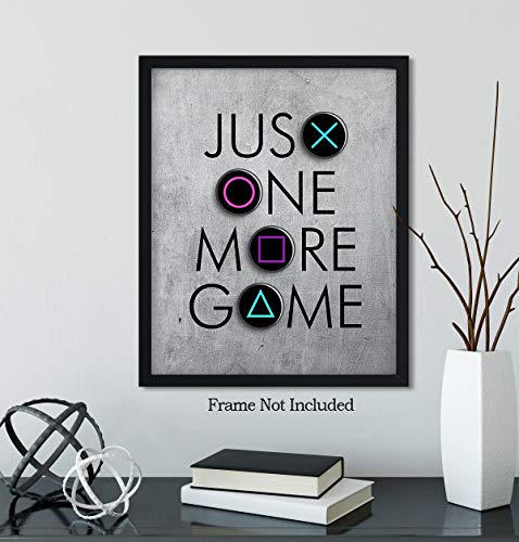 Govivo Just One More Game - Wall Decor Art Print with a gray background - 8x10 unframed gaming-themed artwork printed on photograph paper