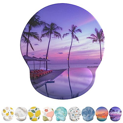 eulps Mouse Pad with Wrist Rest, Comfortable Computer Mousepad with Gel Wrist Support Smooth Surface and Non-Slip PU Base for Pain Relief, Laptop, Office & Home (Mauve Twilight) - color: 04Mauve Twilight
