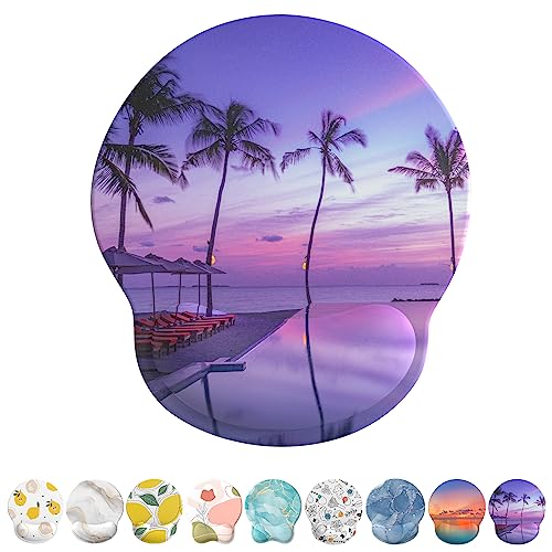 eulps Mouse Pad with Wrist Rest, Comfortable Computer Mousepad with Gel Wrist Support Smooth Surface and Non-Slip PU Base for Pain Relief, Laptop, Office & Home (Mauve Twilight) - color: 04Mauve Twilight