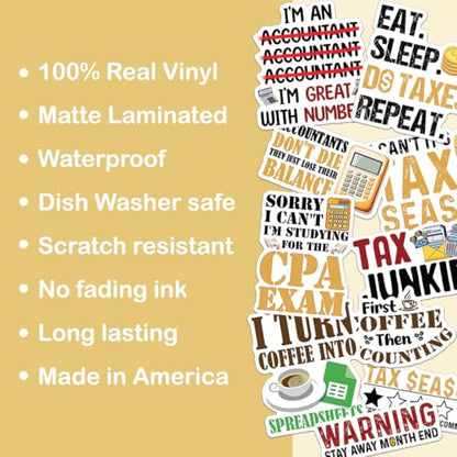 10pcs Accountant Sticker Sheet, Cute Vinyl Decals for CPAS, Bookkeepers, and Accounting Students, Waterproof, UV-Resistant, for Laptop, Water Bottle, Notebook, Calculator, Clipboard (Design 3) - color: Design 3