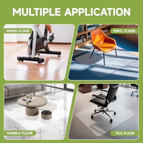 SOONAN Chair Mat for Hardwood Floors 36" x 48", Clear Office Desk Chair Mat 0.08" Thick Heavy Duty, Non-Slip Transparent Floor Protector for Wood, Tile, Laminate & Vinyl, Home Office - size: 48" x 36" x 0.08"