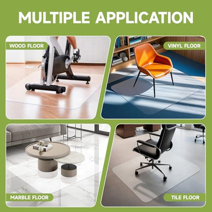 SOONAN Chair Mat for Hardwood Floors 36" x 48", Clear Office Desk Chair Mat 0.08" Thick Heavy Duty, Non-Slip Transparent Floor Protector for Wood, Tile, Laminate & Vinyl, Home Office - size: 48" x 36" x 0.08"