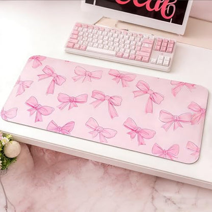 Non-Slip Waterproof Desk Pad Protector for Mouse, Writing Desk, Office, Home, Laptop Blotter, 23.6" x 11.8", Pink - color: Pink