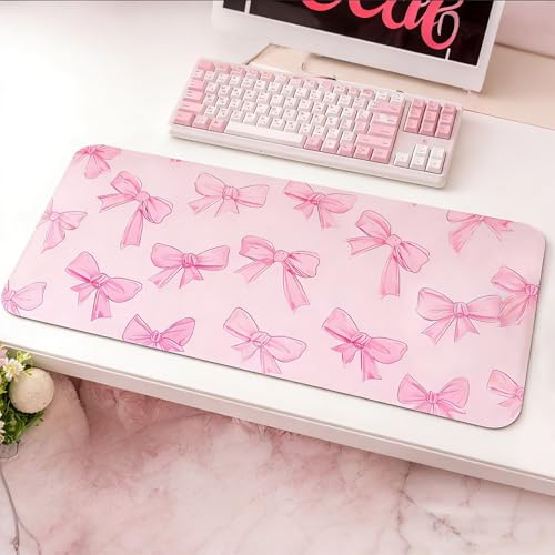 Non-Slip Waterproof Desk Pad Protector for Mouse, Writing Desk, Office, Home, Laptop Blotter, 23.6" x 11.8", Pink - color: Pink