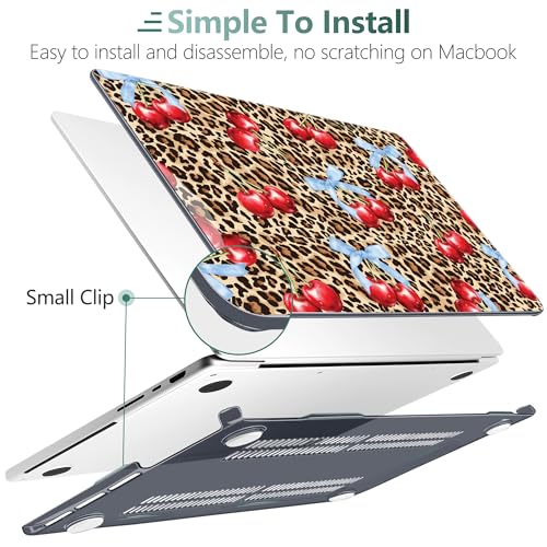 DONGKE Compatible with MacBook Pro 16 Inch Case (2026-2021 Release, M5 M4 M3 M2 M1 Pro/Max Chip), Plastic Hard Shell Cover with Keyboard Cover & Screen Protector for MacBook Pro 16", Leopard & Cherry - color: Leopard & Cherry