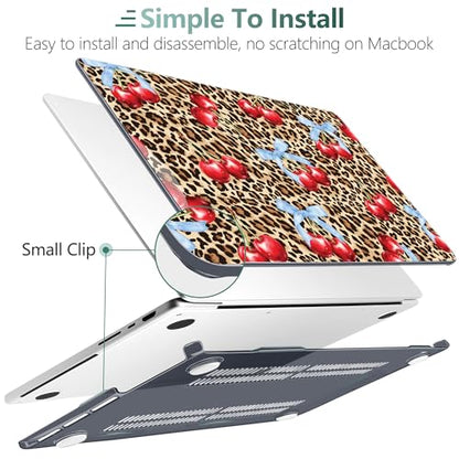 DONGKE Compatible with MacBook Pro 16 Inch Case (2026-2021 Release, M5 M4 M3 M2 M1 Pro/Max Chip), Plastic Hard Shell Cover with Keyboard Cover & Screen Protector for MacBook Pro 16", Leopard & Cherry - color: Leopard & Cherry