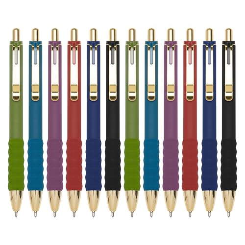 Linbsunne Ballpoint Pens Black Medium Point 1mm Pen with Super Soft Grip Ball Point Pen for Men Women Retractable Pens (Vintage-12 pcs) - color: Vintage-12 pcs