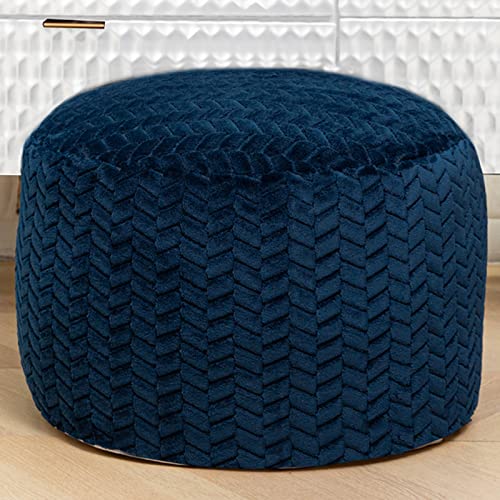 Asuprui Pouf Ottoman Unstuffed Ottoman Foot Rest Floor Pouf Round Pouf Seat Floor Bean Bag Chair Foldable Floor Chair Storage for Living Room Bedroom Navy Blue - color: Dark Blue