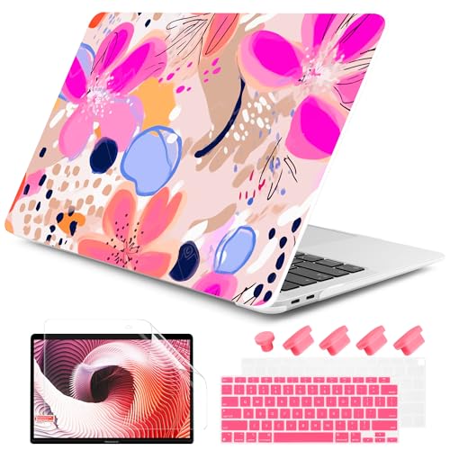 DONGKE Compatible with MacBook Air 13 inch Case 2021 2020 2019 2018 Release A2337 M1 A2179 A1932 with Retina Display & Touch ID, Plastic Hard Shell & Keyboard Cover - Floral Artistic - color: Floral Artistic D157