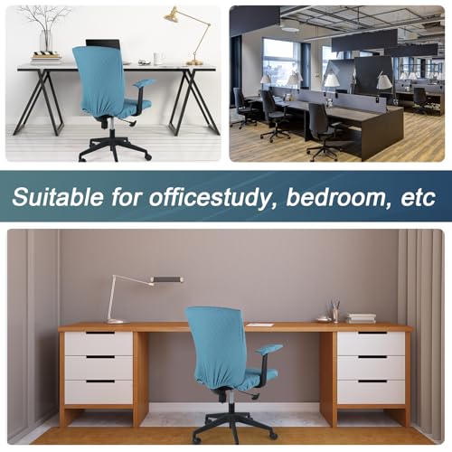 Tallew 4 Pcs Office Chair Covers Set Computer Universal Protective Stretchable Chair Seat Covers Desk Armrest Slipcovers Pads Office Cushion Backrest for Rotating (Azure Blue) - color: Azure Blue