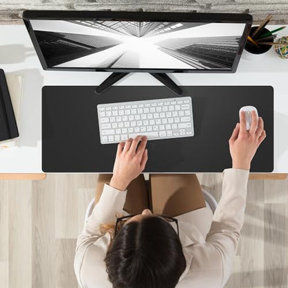 AFIING Black Desk Mat 31.5" x 12", Leather Desk Pad | Waterproof PU Leather, Non-Slip Rubber Base, Desk Protector, Office & Home - color: Pureblack