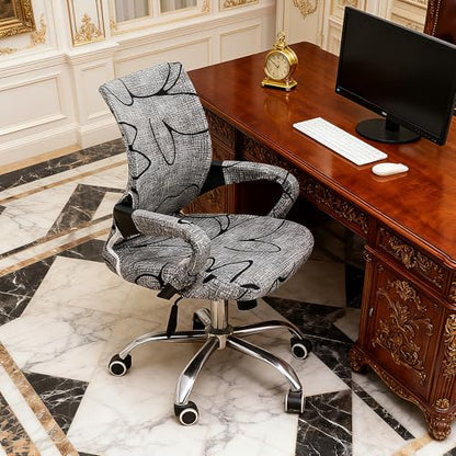Waterproof Office Chair Cover with Armrest Cover 18Inch Wide Stretch Printed Floral Small Desk Computer Chair Covers with Long Zipper Arm Slipcovers Washable - color: Waterproof-style 12, size: Small